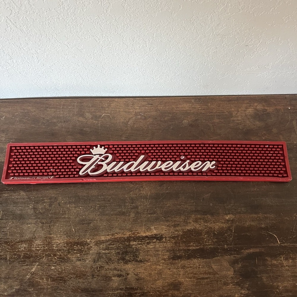 Budweiser Bar Mat Rubber Drip Mat 23.5" x 3.5"‎ Runner Spill
